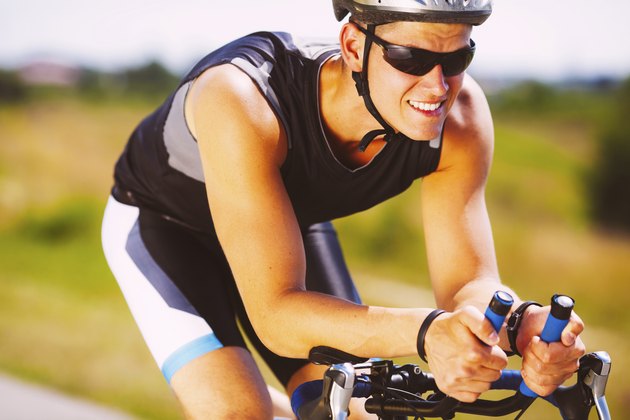 Triathlete cycling on a bicycle