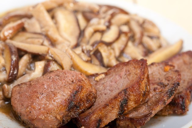 venison deer game filet and wild mushrooms