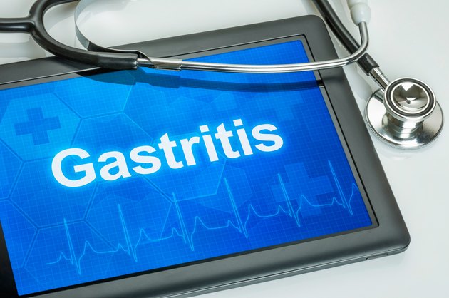 Tablet with the diagnosis gastritis on the display
