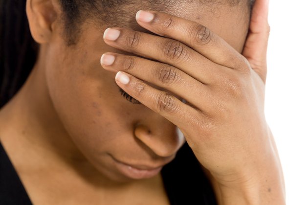 Model hiding face shame