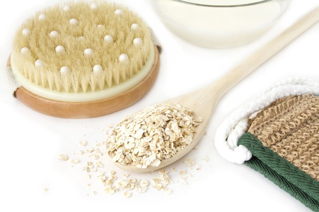 Oatmea, milkl and brush on white