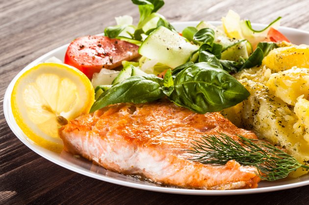 Roasted salmon and vegetables