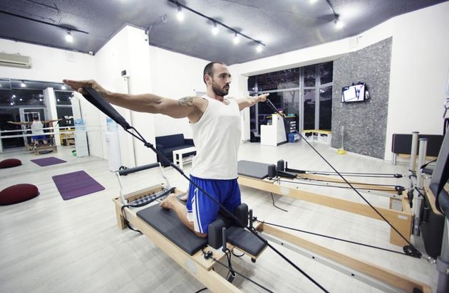muscle man working at gym