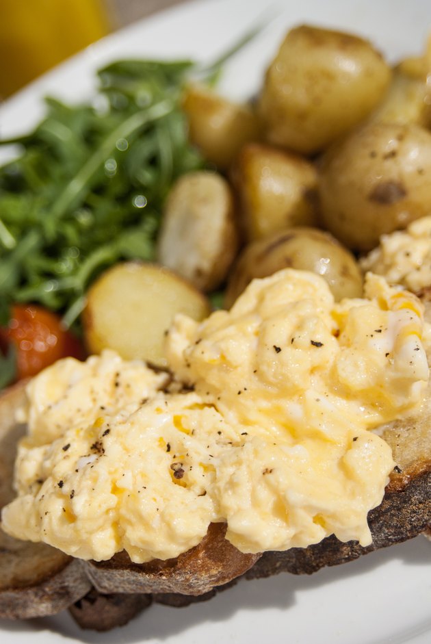 Scrambled Eggs top of toasted bread