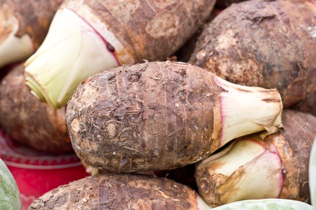 Taro for retail sale in local market.