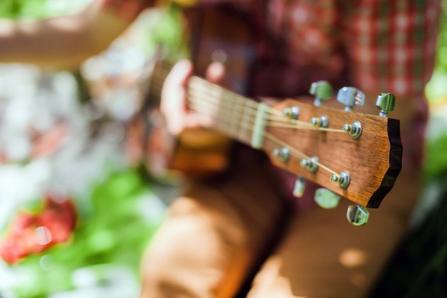 guitar on picnic in park