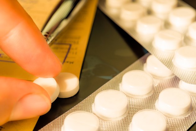 X-ray examination, a prescription, hand takes pills