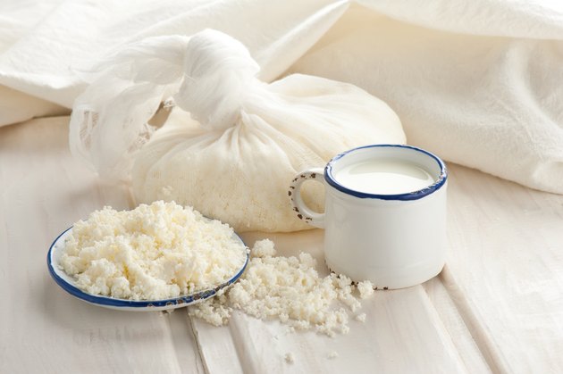 Cottage cheese and milk for breakfast