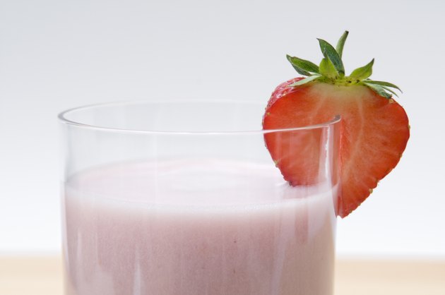 Close up of strawberry milkshake