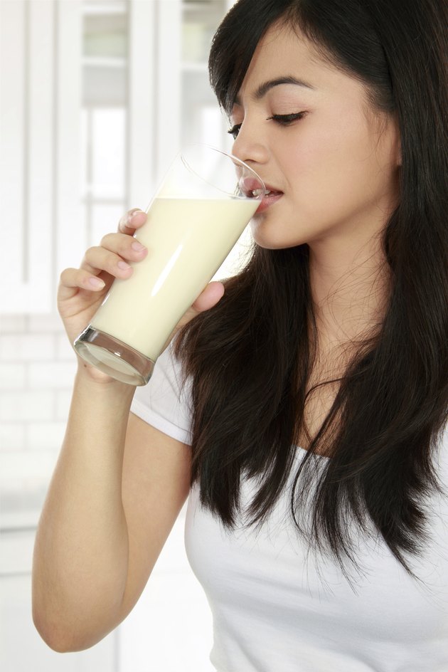 woman drinking milk