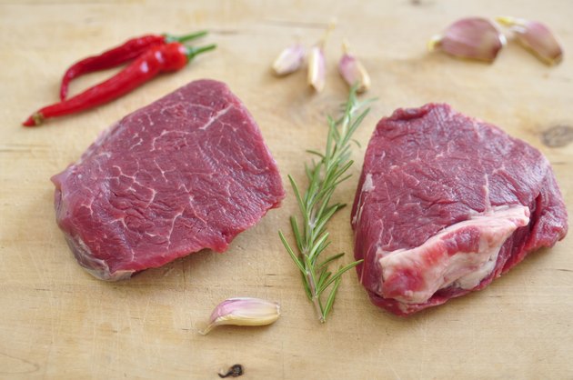 Raw Steak on a chopping board