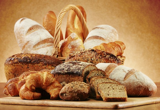 Wicker basket with variety of baking products