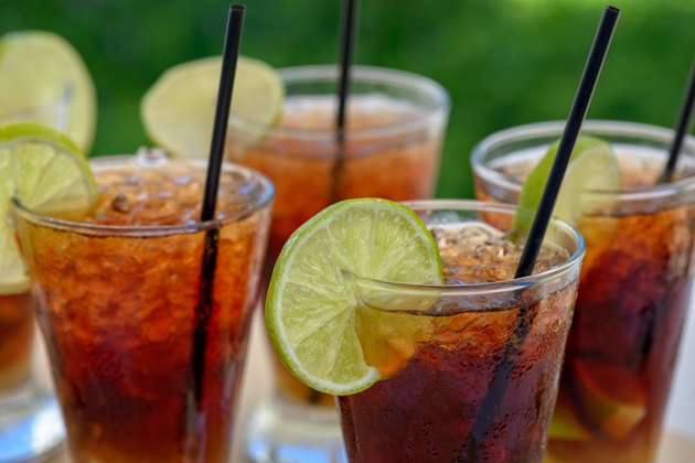 Glasses with rum cocktail