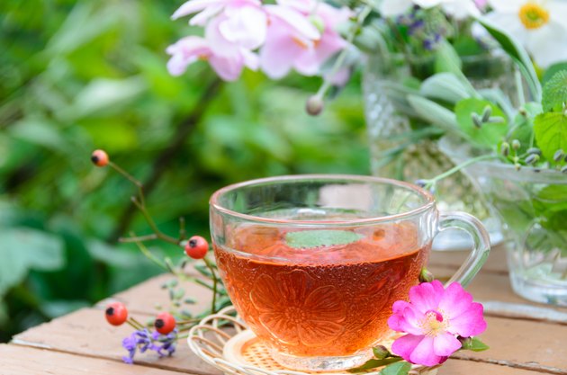 tea with herbs and flowers