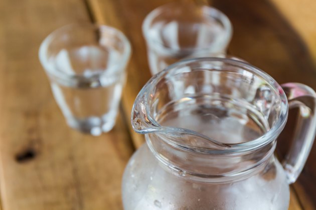 Glass pitcher of water and glass.