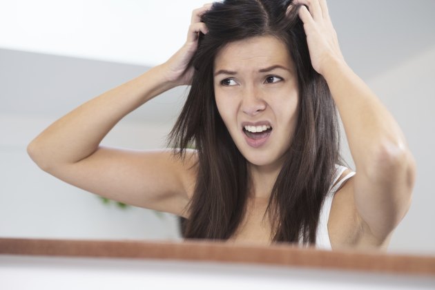 Woman having a bad hair day