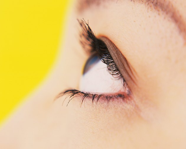 Closed Up Image of an Eye Wearing Makeup, Looking Up, Side View, Differential Focus