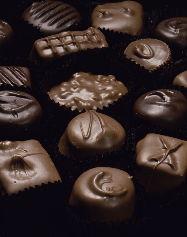 High angle view of assorted chocolate candies