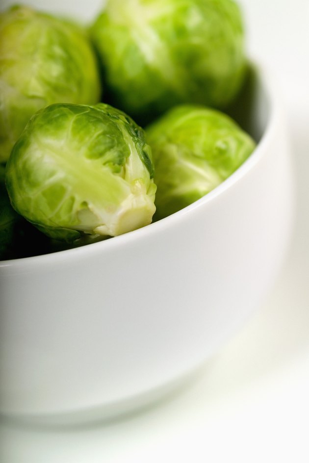 Brussels sprouts in a bowl, close-up, part of