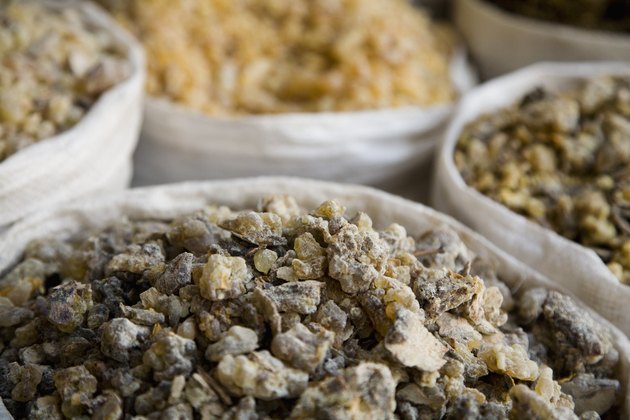 UAE, Dubai, frankincense and other spices for sale in the spice souq in Deira