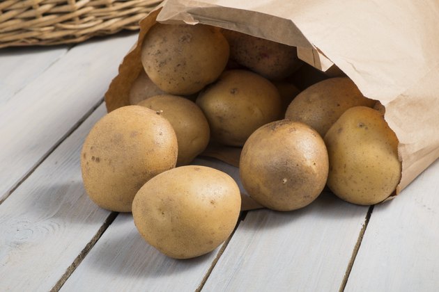 Potatoes in a brown paper bag