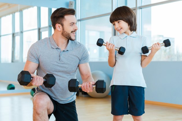 Exercising together.