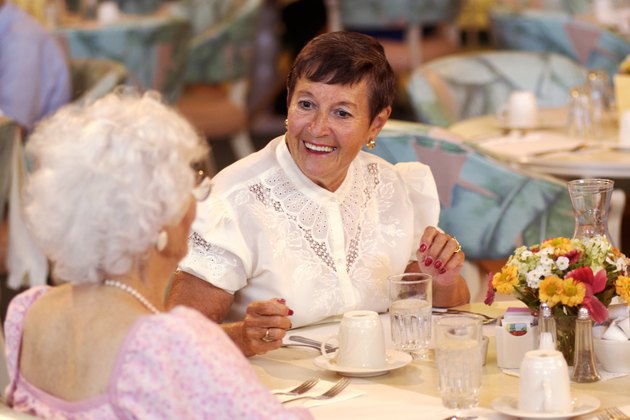 Women eating at table