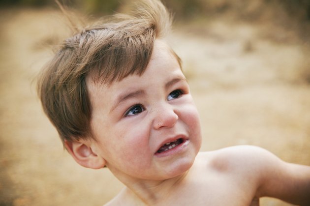 a small child crying
