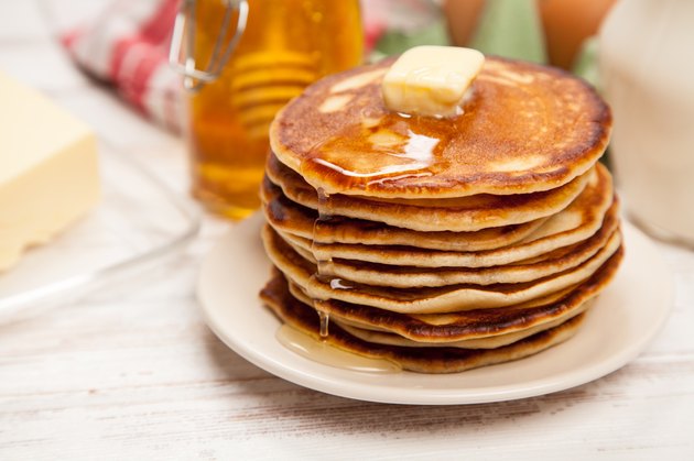 High pile of delicious pancakes