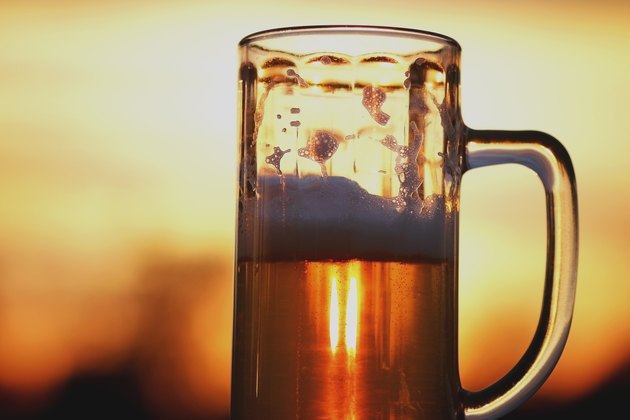 beer mug at sunset
