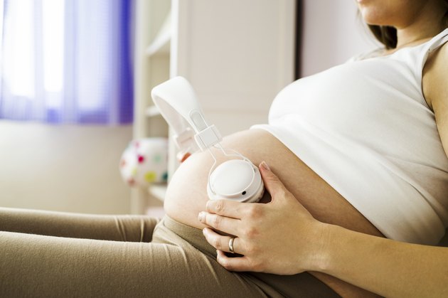 Pregnant woman at home
