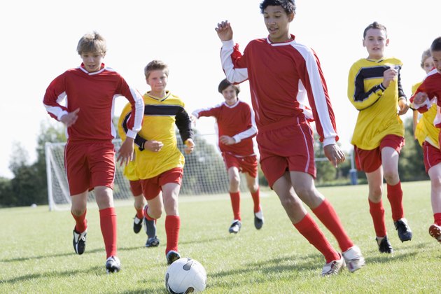 Boys playing soccer