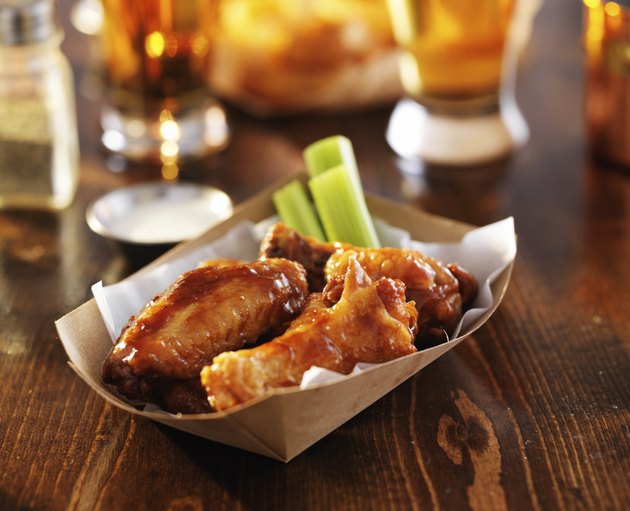 barbecue chicken wings with celery and ranch