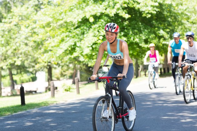 Cyclists riding bicycles