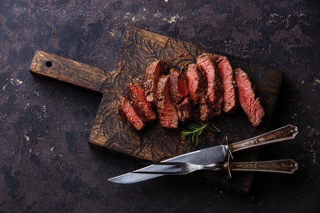 Sliced medium rare grilled Beef steak