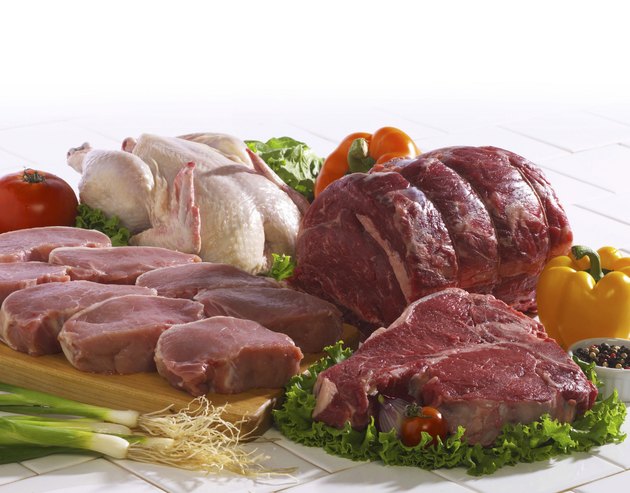 Assortment of raw meats