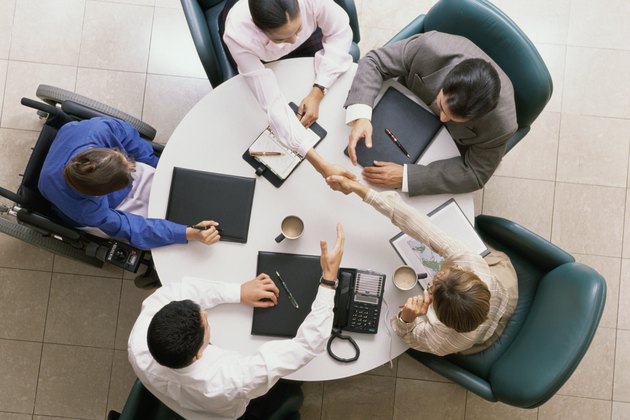High angle view of business executives in a meeting