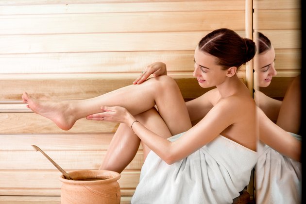 Woman in sauna