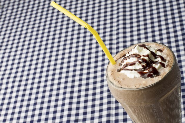 Chocolate Milkshake on Blue Gingham