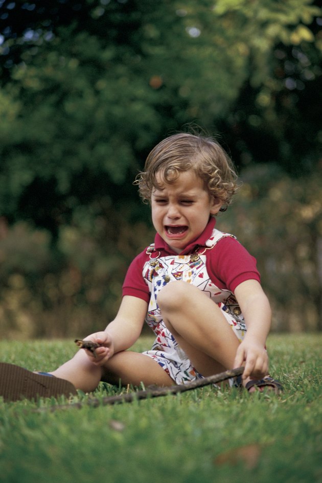 Child crying outdoors