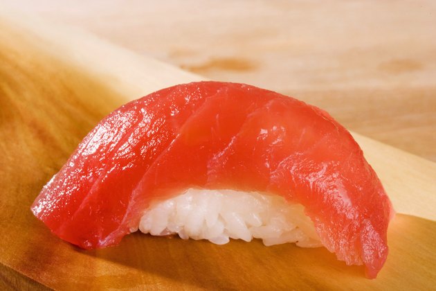 Close-up of Nigiri sushi with tuna