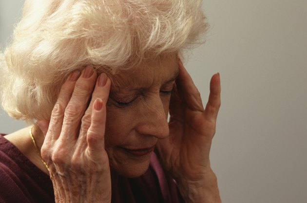 Woman with headache, (Close-up)