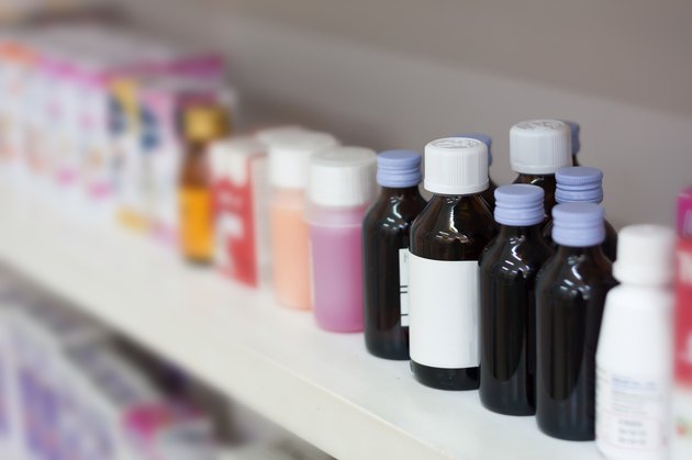medicine bottles in the pharmacy