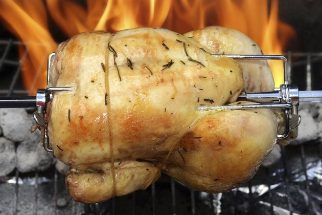 rotisserie chicken on the grill