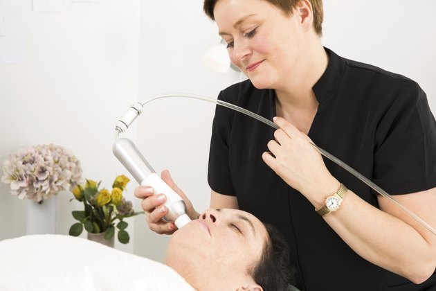 Client get face treatments at beauty clinic