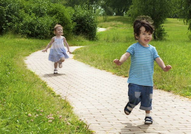 girl chasing cute boy