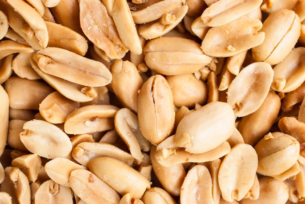 Peanuts. Close up of fried, peeled and salted peanuts