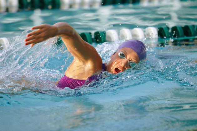 One person swimming laps