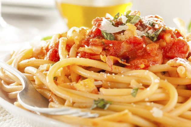 Homemade Bucatini Amatriciana Pasta