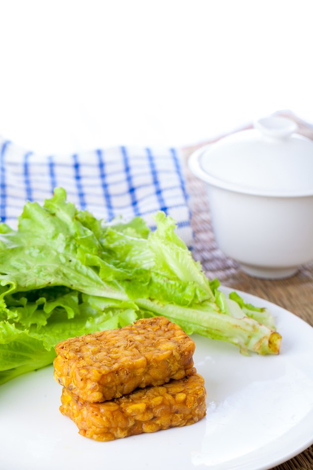 Indonesian Food Fried tempeh on white plate